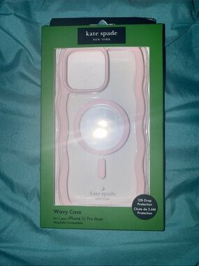 kate spade Pink Trim White Wavy MagSafe Case for iPhone 16 Pro Max